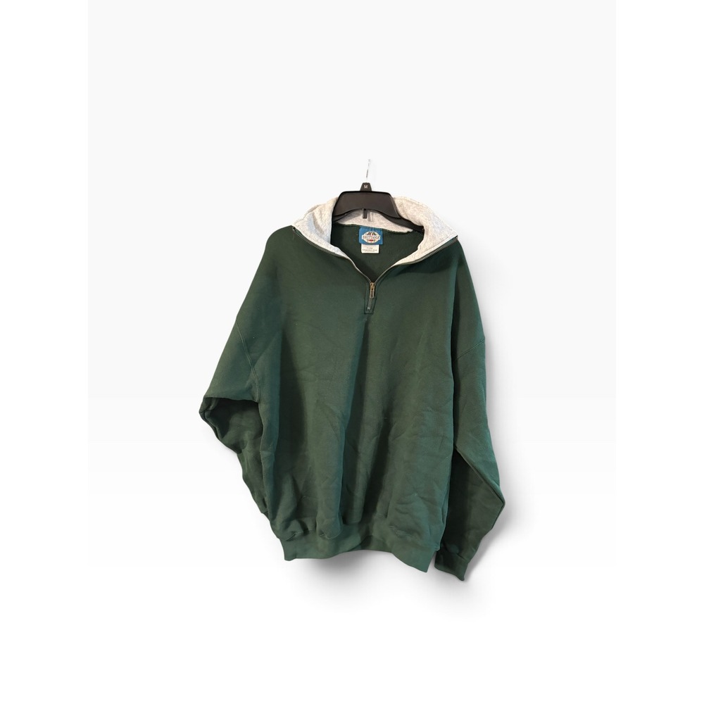 Vintage Brittania Quarter Zip Sweatshirt Mens XL Forest Green Made in USA Fleece